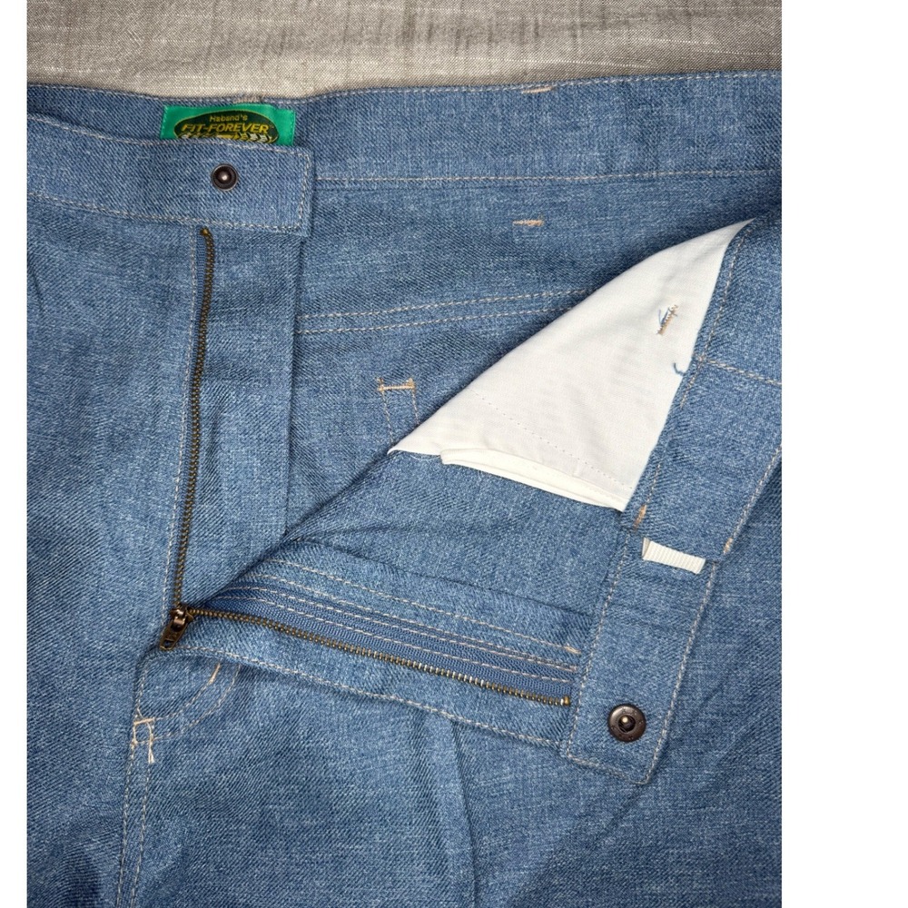 Haband Fit-Forever Mens Blue Polyester Twill Straight Leg Pants W40 L29 DISCO - Picture 7 of 11